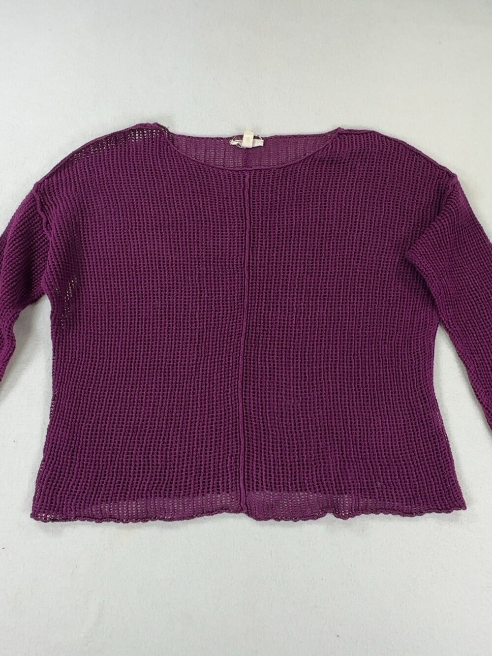 Eileen Fisher Open Knit Pullover Sweater Purple Long Sleeve Women's Size Small